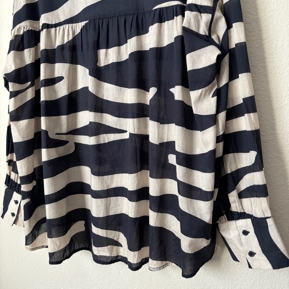 IRO Bold Printed Cotton Lace Up High Low Rattle Relaxed Blouse Top - Picture 14 of 14